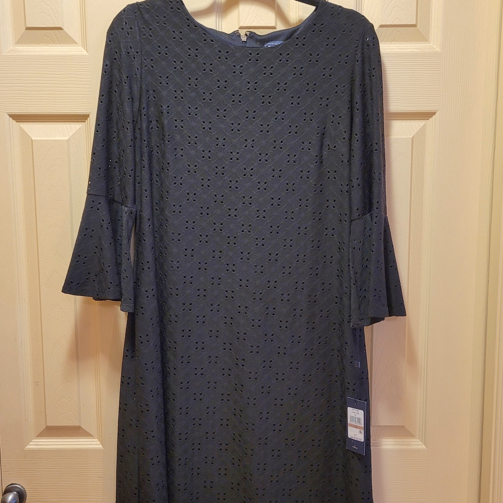 NWT Tommy Hilfiger Black Eyelet Long Sleeve Dress